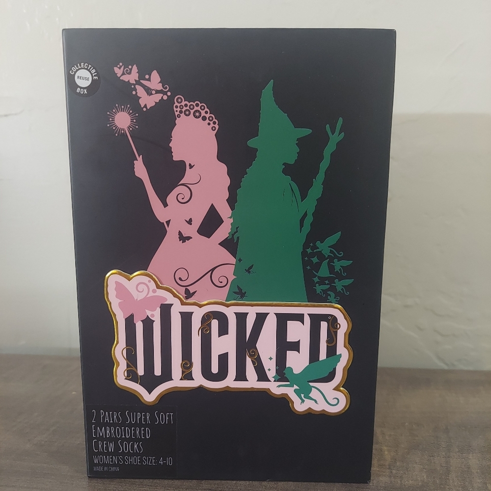 Wicked Embroidered Crew Socks in Collectible Box